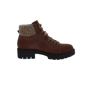 MIA Marsha Lug Hiking‎ Boots Brown Vegan Leather Lace Up Textile Cuff 9